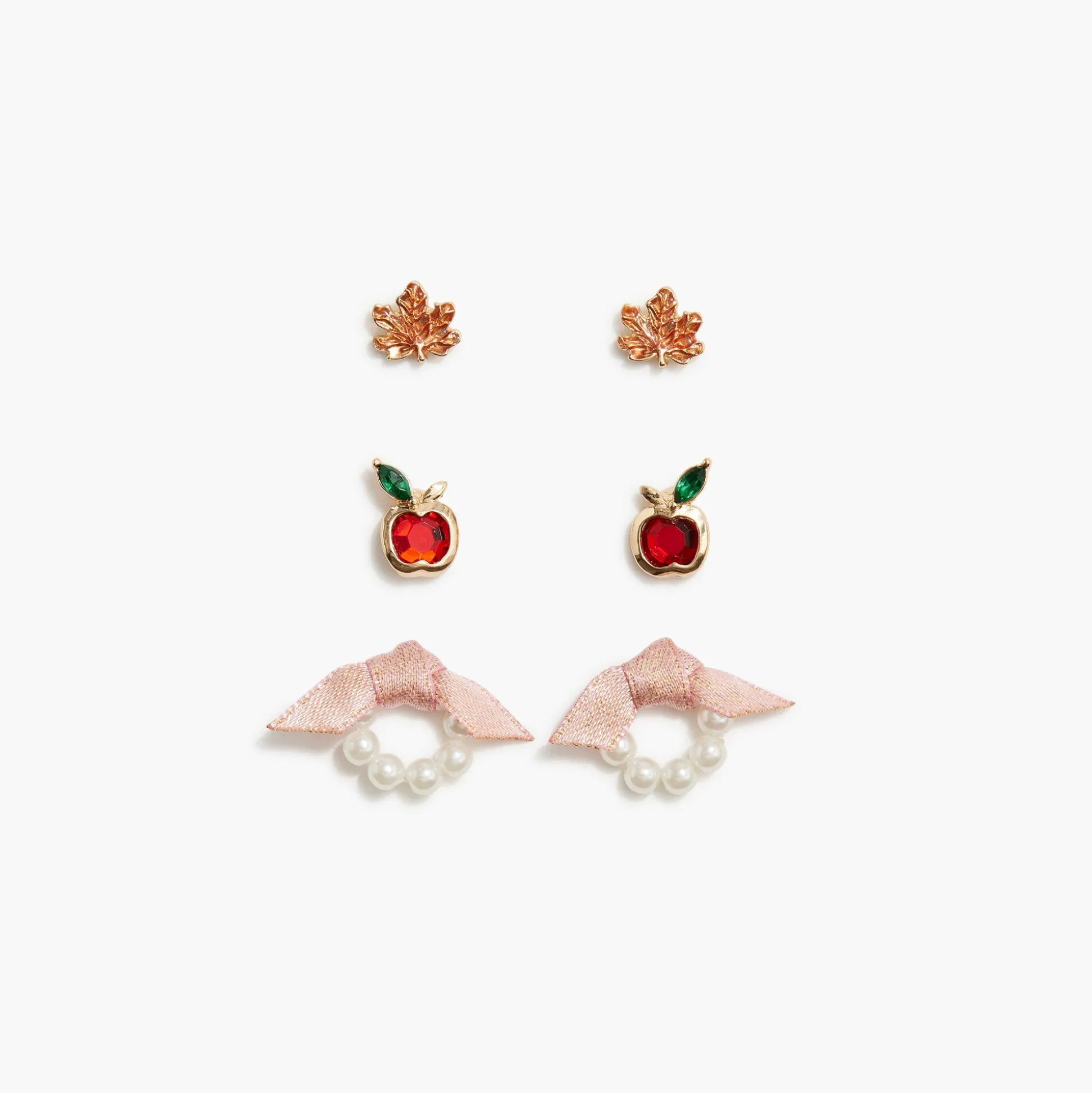 Factory: Girls' Apple Gem Earrings Pack For Girls>J.Crew Factory Outlet