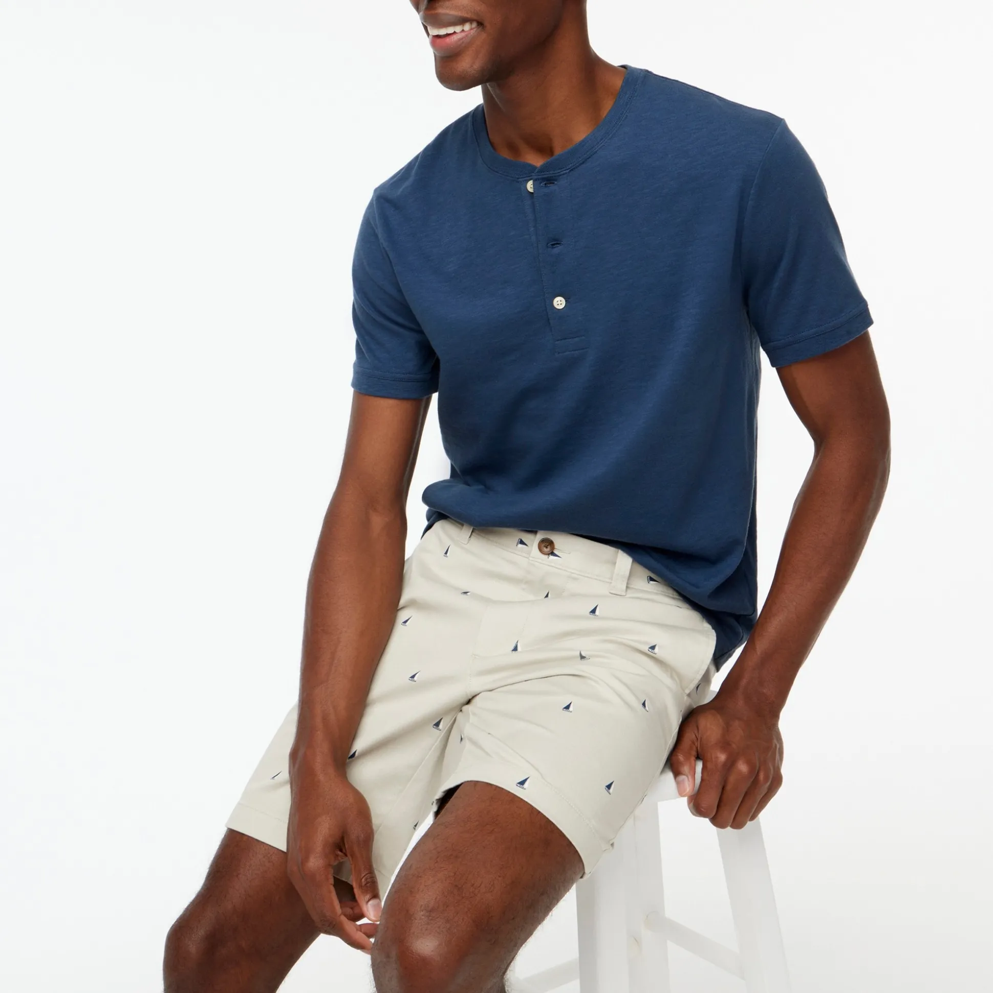 Factory: Short-Sleeve Henley In Slub Cotton For Men>J.Crew Factory Clearance