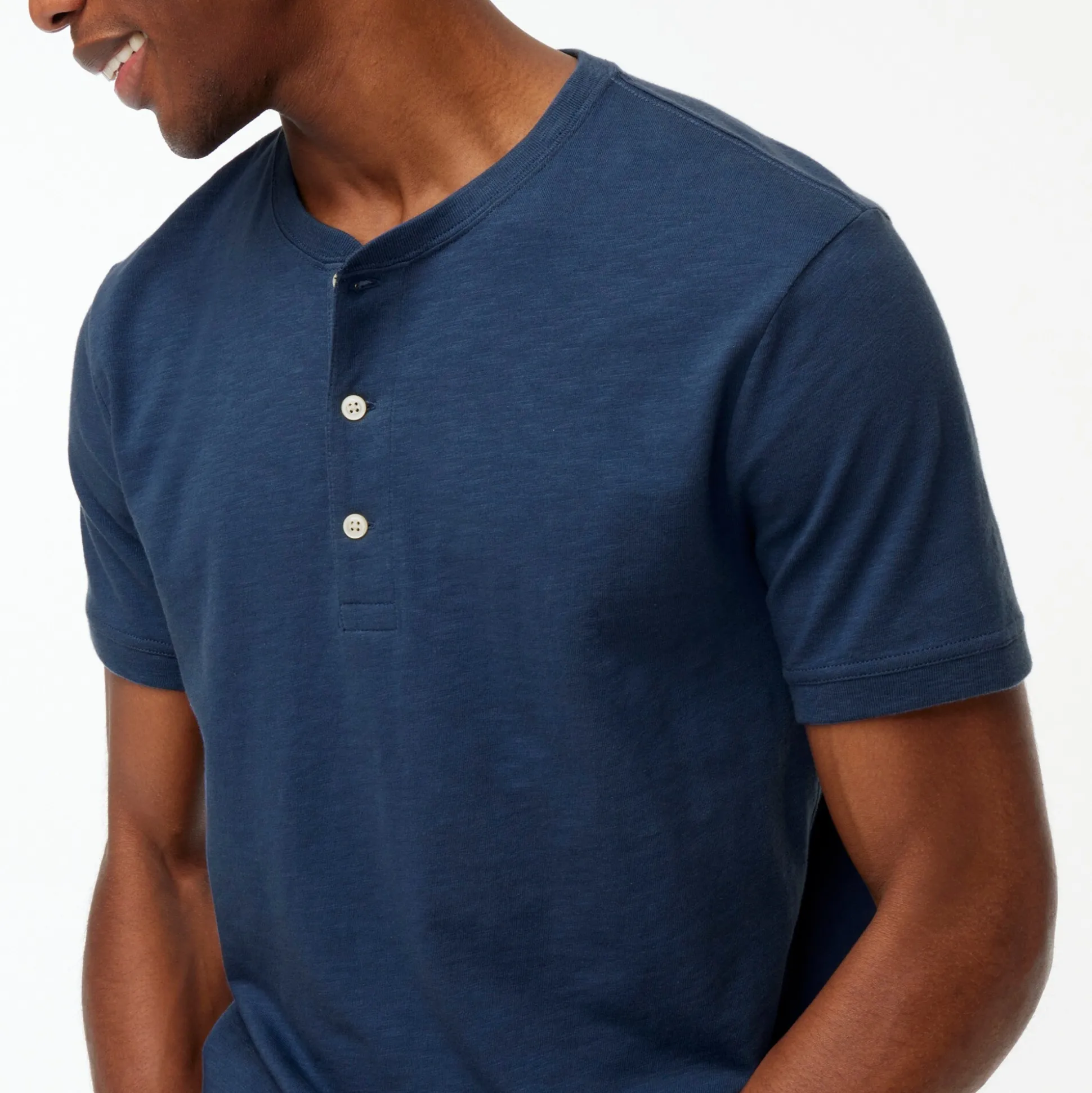 Factory: Short-Sleeve Henley In Slub Cotton For Men>J.Crew Factory Clearance
