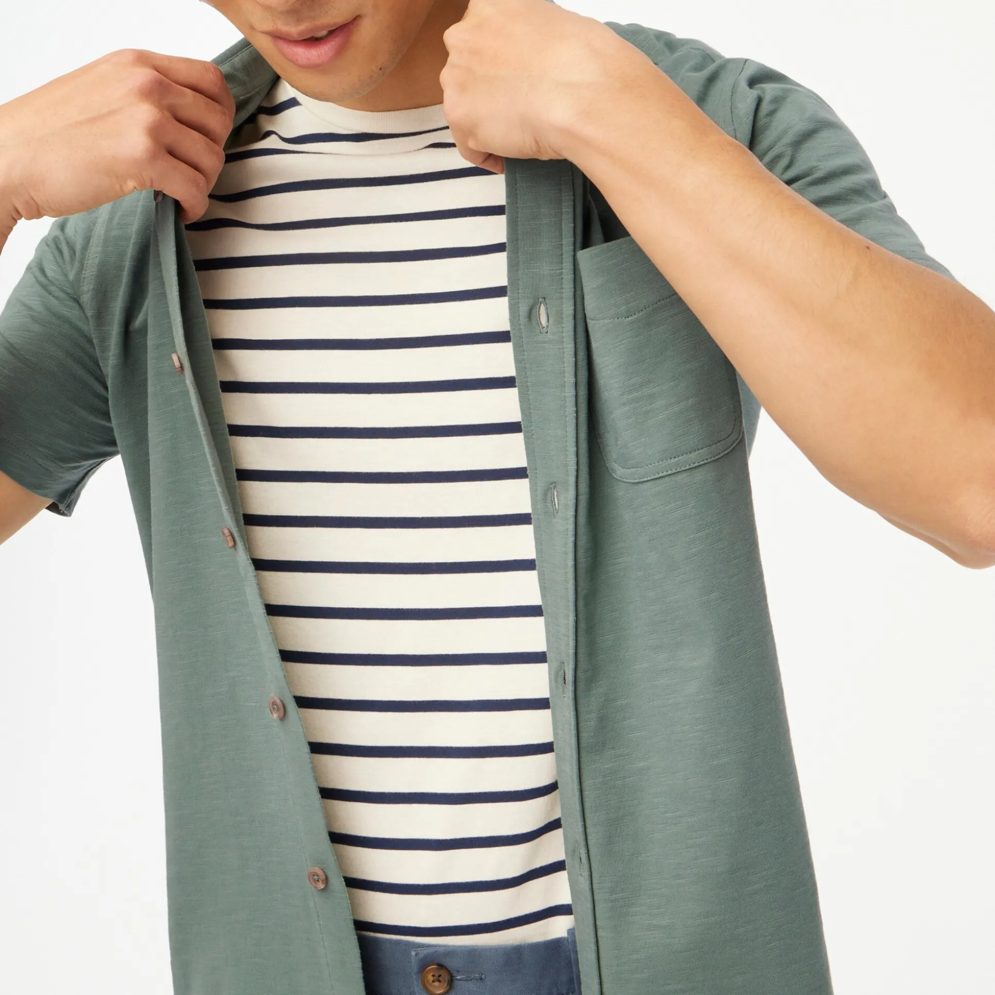 Factory: Short-Sleeve Knit Button-Down Shirt For Men>J.Crew Factory Flash Sale